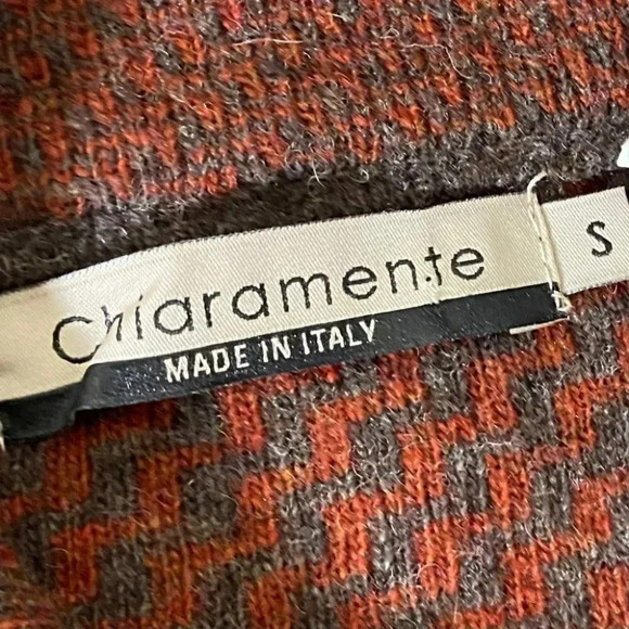Chiaramenta S orange/brown wool blend Made in Italy cardigan - Picture 5 of 6